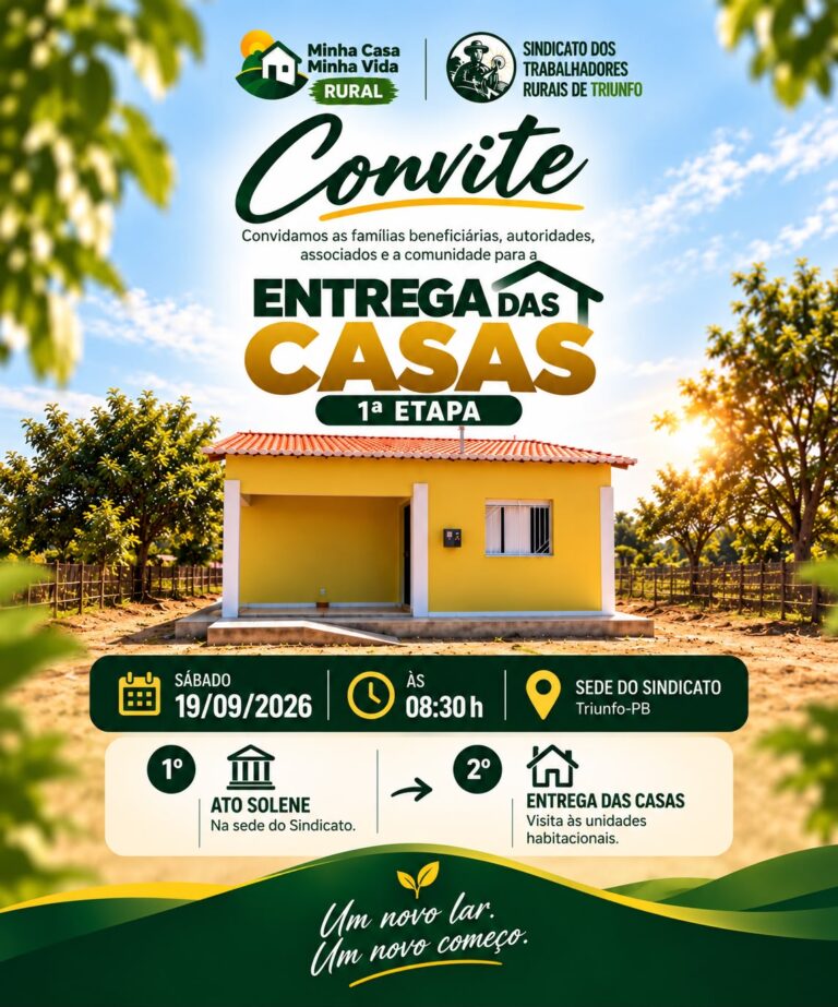 Sindicato dos Trabalhadores Rurais de Triunfo realizará entrega de casas a agricultores do município